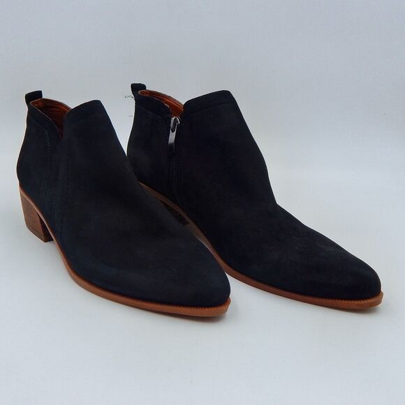 Franco Sarto Laslo Ankle Booties Women's SZ 7.5M Black Suede Leather Zipper - Picture 1 of 11